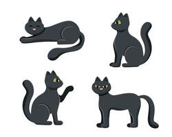 Set of black cats vector