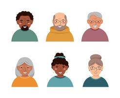 Elderly people set vector