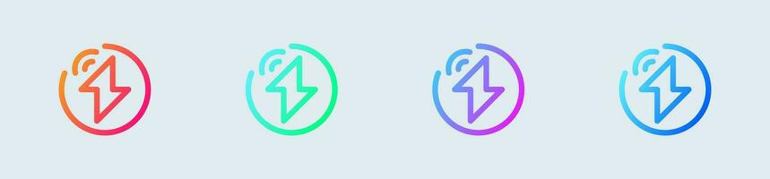 Thunder line icon in gradient colors. Lightning signs vector illustration.