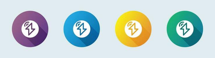 Thunder solid icon in flat design style. Lightning signs vector illustration.