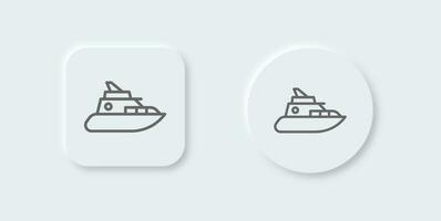 Yacht line icon in neomorphic design style. Ship signs vector illustration.