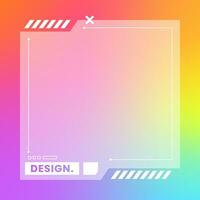 Futuristic square gradient background. Social media frame vector illustration.