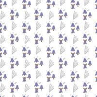 Seamless pattern with three cute Halloween characters ghosts with phrase boo and spiderweb. Color vector flat illustration.