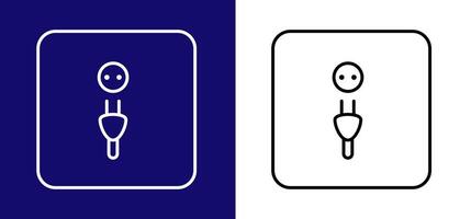 Icon depicting a socket and plug. Available in two colors blue, white and white, black. vector