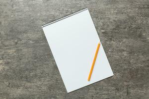 blanco cuaderno con bolígrafo en blanco antecedentes. espalda a colegio y educación concepto foto