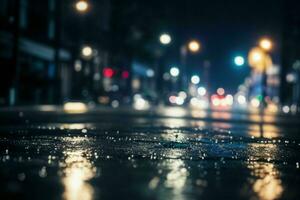 gotas de lluvia y luces de la calle a noche. antecedentes. ai generativo Pro foto