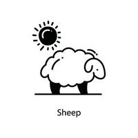 Sheep doodle Icon Design illustration. Agriculture Symbol on White background EPS 10 File vector