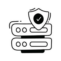 Server security doodle Icon Design illustration. Science and Technology Symbol on White background EPS 10 File vector