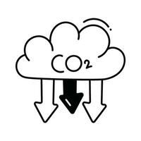 co2 carbón dióxido garabatear icono diseño ilustración. ecología símbolo en blanco antecedentes eps 10 archivo vector