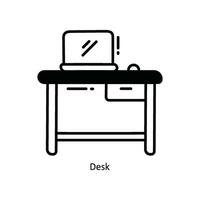 Desk doodle Icon Design illustration. School and Study Symbol on White background EPS 10 File vector