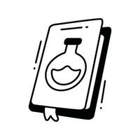 química libro garabatear icono diseño ilustración. Ciencias y tecnología símbolo en blanco antecedentes eps 10 archivo vector