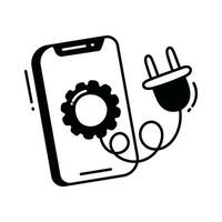 Mobile charge doodle Icon Design illustration. Ecology Symbol on White background EPS 10 File vector