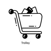 Trolley doodle Icon Design illustration. Ecommerce and shopping Symbol on White background EPS 10 File vector