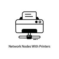 Network Nodes With Printers doodle Icon Design illustration. Networking Symbol on White background EPS 10 File vector