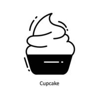 Cupcake doodle Icon Design illustration. Food and Drinks Symbol on White background EPS 10 File vector