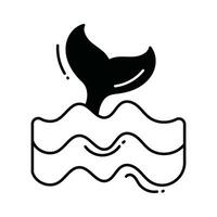 Whale tail doodle Icon Design illustration. Ecology Symbol on White background EPS 10 File vector