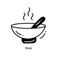sopa garabatear icono diseño ilustración. comida y bebidas símbolo en blanco antecedentes eps 10 archivo vector