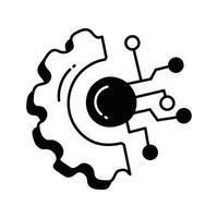 Gear smart Ai doodle Icon Design illustration. Science and Technology Symbol on White background EPS 10 File vector