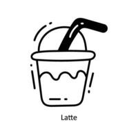 latté garabatear icono diseño ilustración. comida y bebidas símbolo en blanco antecedentes eps 10 archivo vector