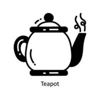 Teapot doodle Icon Design illustration. Food and Drinks Symbol on White background EPS 10 File vector