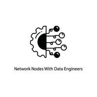 Network Nodes With Data Engineers doodle Icon Design illustration. Networking Symbol on White background EPS 10 File vector