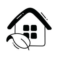 Eco home doodle Icon Design illustration. Ecology Symbol on White background EPS 10 File vector
