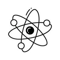 átomo garabatear icono diseño ilustración. Ciencias y tecnología símbolo en blanco antecedentes eps 10 archivo vector