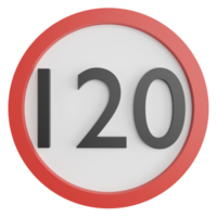 120 maximum speed limit sign clipart flat design icon isolated on transparent background, 3D render road sign and traffic sign concept png