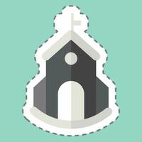 Sticker line cut Church. related to Sticker line cut Building symbol. simple design editable. simple illustration vector