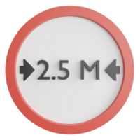 largeur limite 2,5 mètres signe clipart plat conception icône isolé sur transparent arrière-plan, 3d rendre route signe et circulation signe concept png