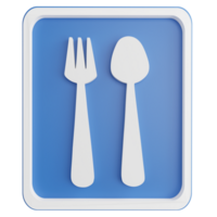 ristorante cartello clipart piatto design icona isolato su trasparente sfondo, 3d rendere strada cartello e traffico cartello concetto png