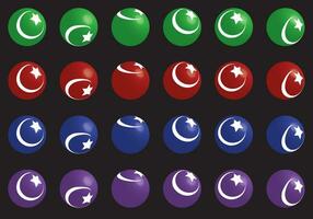 Crescent and star on 3d ball vector