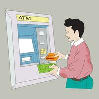 Man withdrawing cash from ATM vector