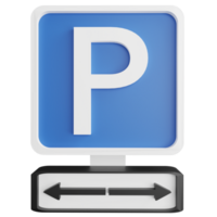 Parking both side sign clipart flat design icon isolated on transparent background, 3D render road sign and traffic sign concept png