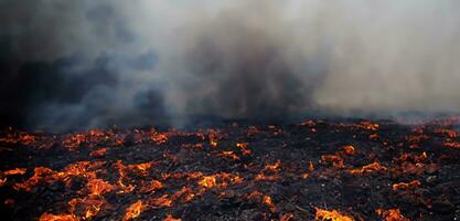 the ground smoke in the dark dark land background cracked ground scary photo