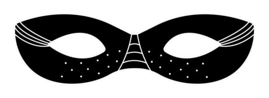 Black and white masquerade mask with dotes and lines, vector illustration for carnival and party