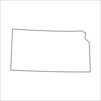 Kansas - U.S. state. Contour line in black color. Vector illustration. EPS 10