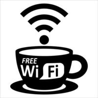 Wi fi technology. Wireless technology. World technology. Cafe with Wi-fi free. Coffee or tea cups. Realistic 3D illustrations of cups with saucers. Black and white colors design. Vector illustration