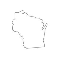 Wisconsin - U.S. state. Contour line in black color. Vector illustration. EPS 10