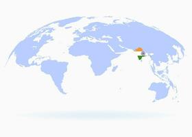 Planet Earth. Flag of India. The Earth, World Map on white background. Vector illustration. EPS 10