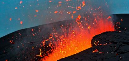 Volcanic eruption lava material red lava hot magma photo