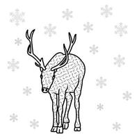 Sketchy image of a deer silhouette. Christmas decoration doodles vector