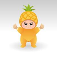 Vector Pineapple fruit kawaii cartoon character vector funny Pineapple fruit kawaii illustration