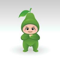 Vector Avocado fruit kawaii cartoon character vector funny Avocado fruit kawaii illustration