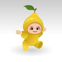 Vector Pear fruit kawaii cartoon character vector funny Pear fruit kawaii illustration