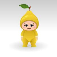 Vector Pear fruit kawaii cartoon character vector funny Pear fruit kawaii illustration