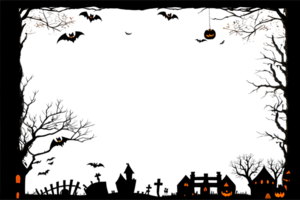 dia das Bruxas fronteira quadro, Armação png transparente fundo ai generativo
