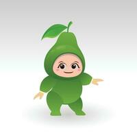 Vector Avocado fruit kawaii cartoon character vector funny Avocado fruit kawaii illustration