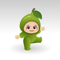 Vector Guava fruit kawaii cartoon character vector funny Guava fruit kawaii illustration