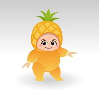 Vector Pineapple fruit kawaii cartoon character vector funny Pineapple fruit kawaii illustration